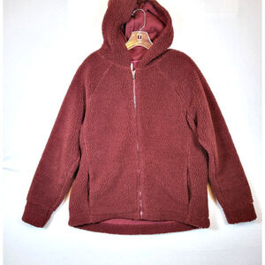 Fabletics Womens Brisa Polar Fleece Jacket Size XS Red Hooded Lined Outdoor UV